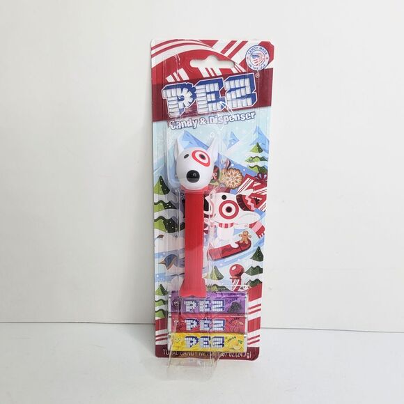 PEZ Bullseye Target Christmas Dog - 2024 Holiday Pez Dispenser Winter Snow - NEW - Picture 1 of 4